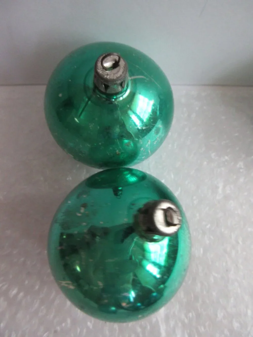 Blue Aqua Glass Christmas Ornaments Lot of 8 Vintage Poland, Shiny Brite, Japan